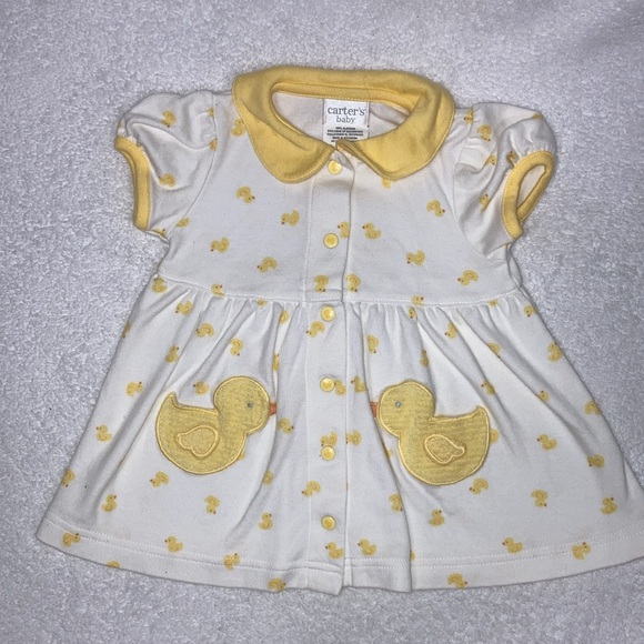 Vintage carters yellow rubber duckie dress set 3/6m - Picture 2 of 10